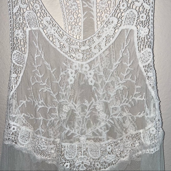 White Lace Flowy Summer Swim Cover Up Boho Top! - Picture 3 of 7